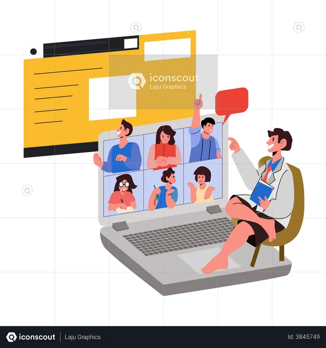 Student attending online class  Illustration