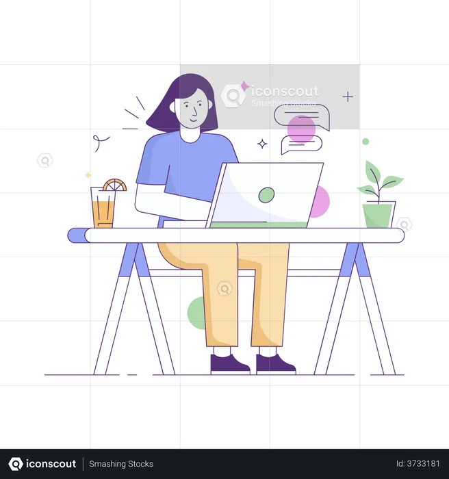 Student attending online lecture  Illustration