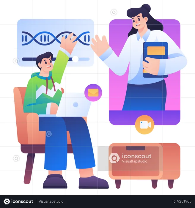 Student Attending Online Webinar  Illustration