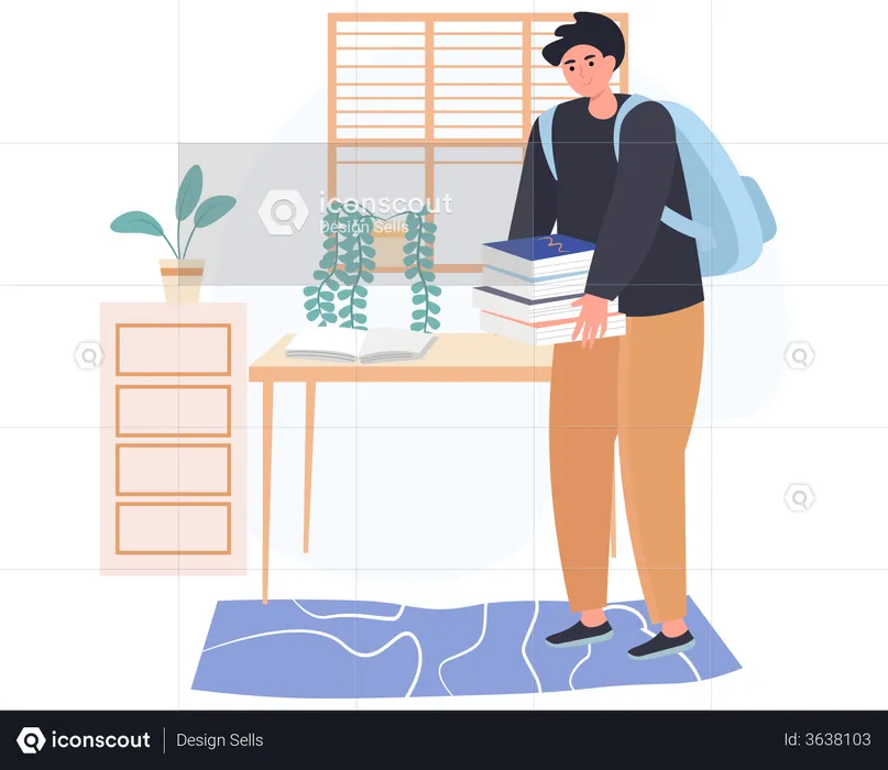 Student carrying books  Illustration