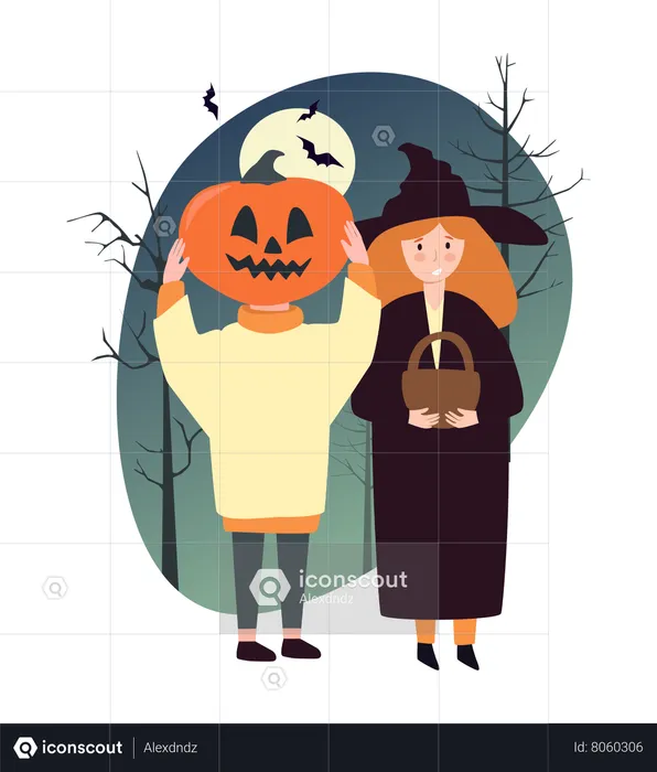 Student celebrate Halloween party  Illustration