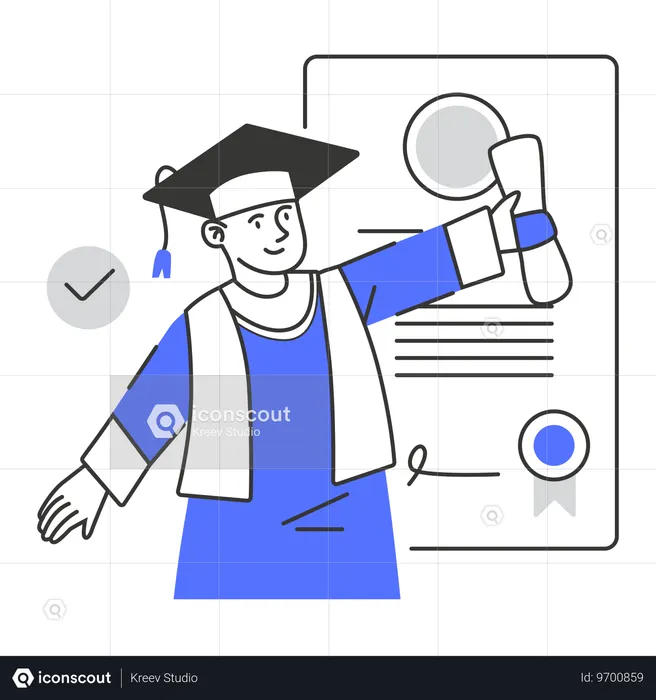 Student celebrates graduation ceremony  Illustration