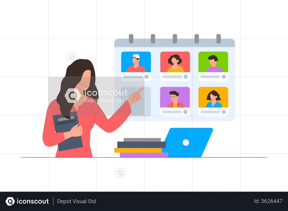 Student choosing class schedule  Illustration