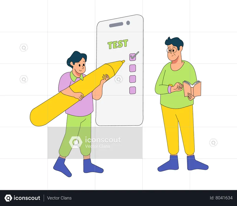 Student clearing all his tests  Illustration