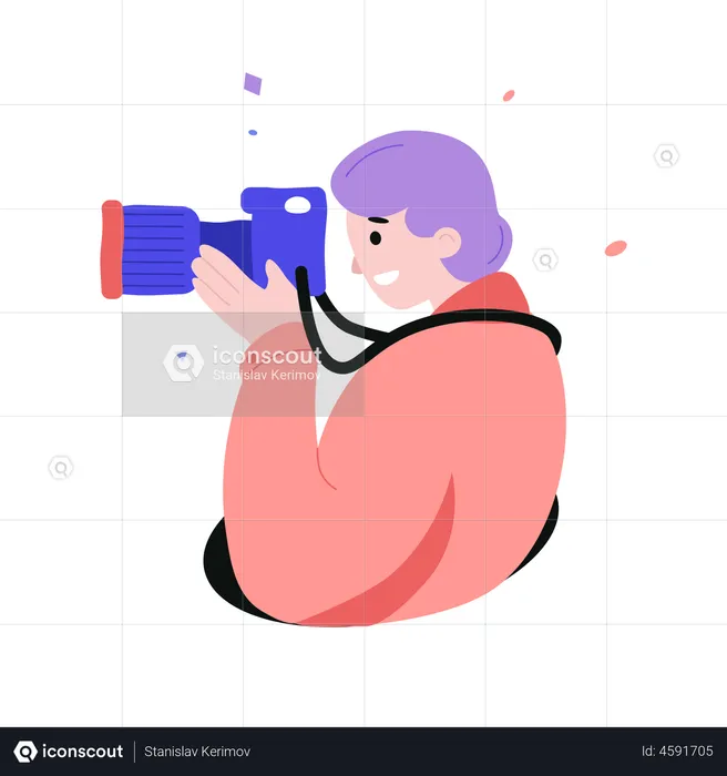 Student clicking photos with camera  Illustration