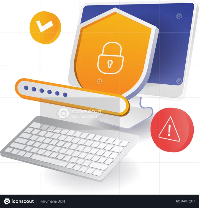 Student computer account data security  Illustration