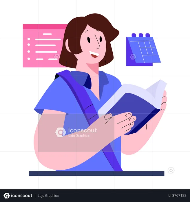 Student doing exam preparation  Illustration