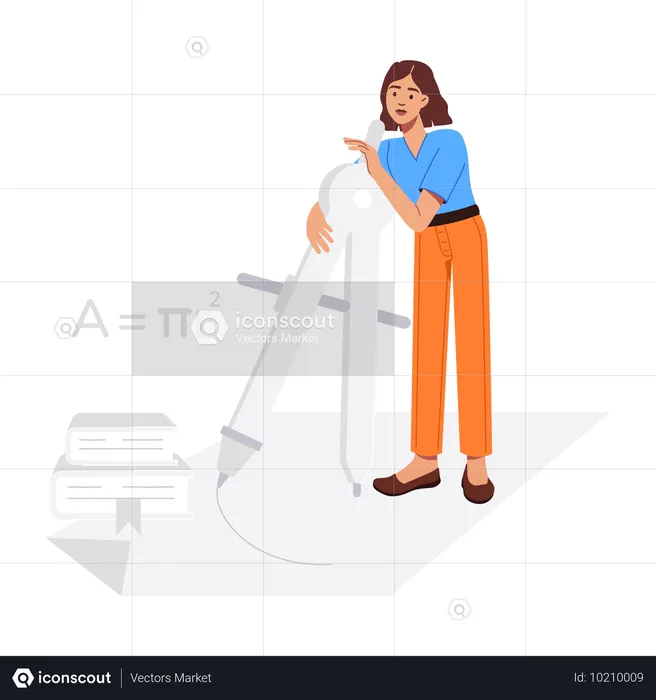 Student doing math study  Illustration