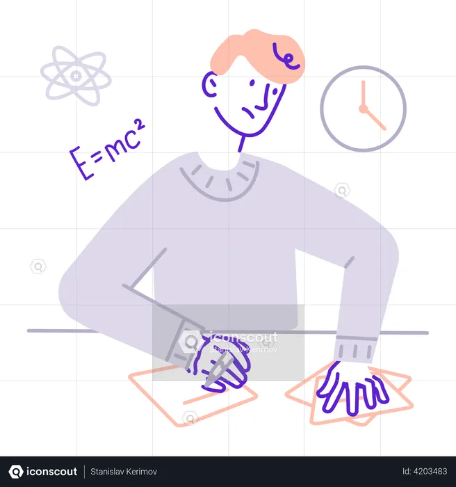 Student engaged in math homework  Illustration