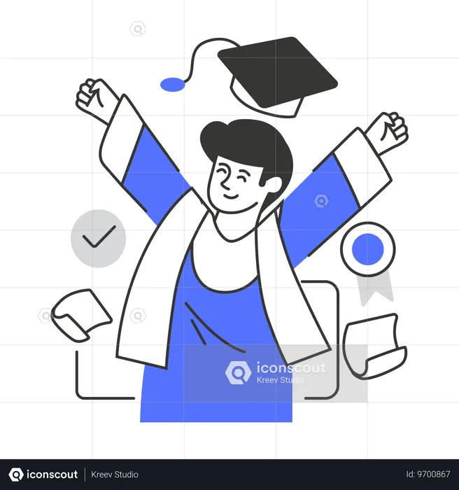 Student enjoys graduation ceremony  Illustration