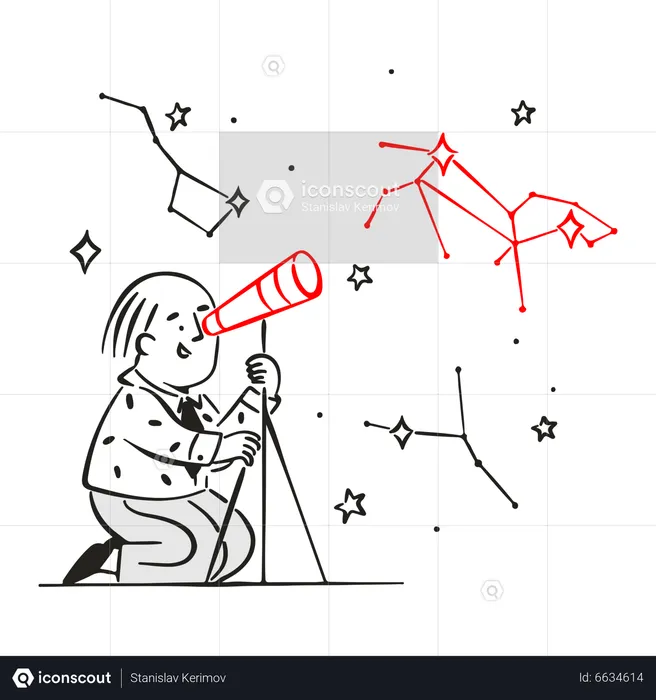 Student exploring stars through telescope  Illustration