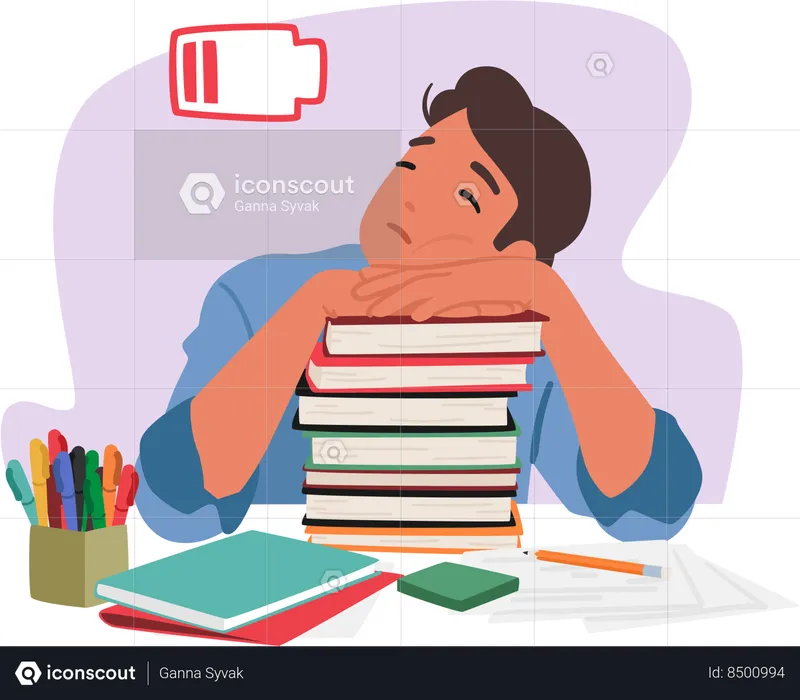 Student feels fatigue  Illustration