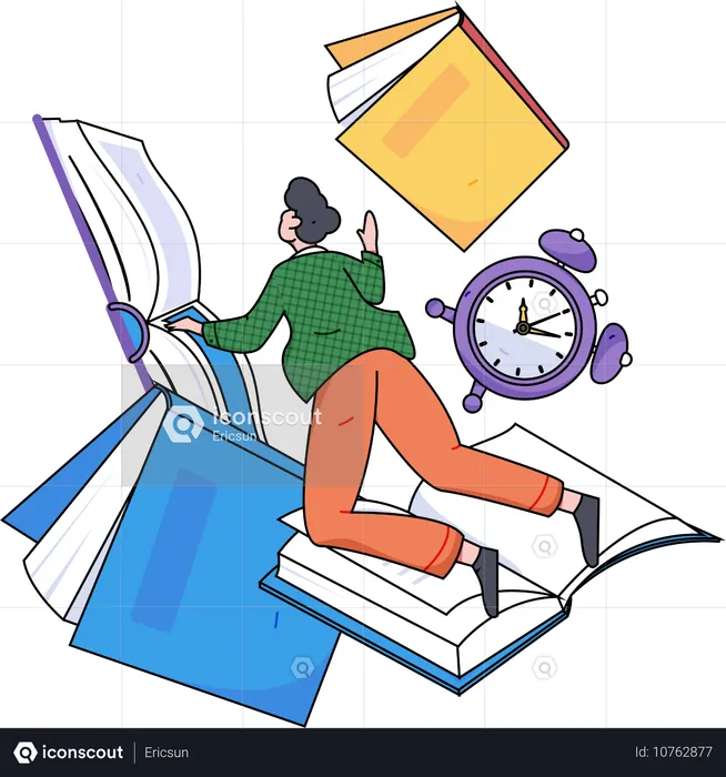 Student flying with book  Illustration