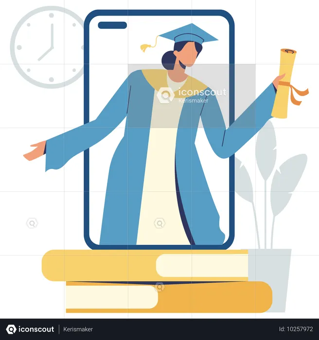 Student getting online graduation degree  Illustration