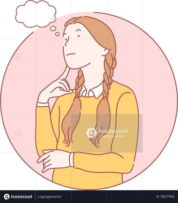 Student girl is thinking  Illustration