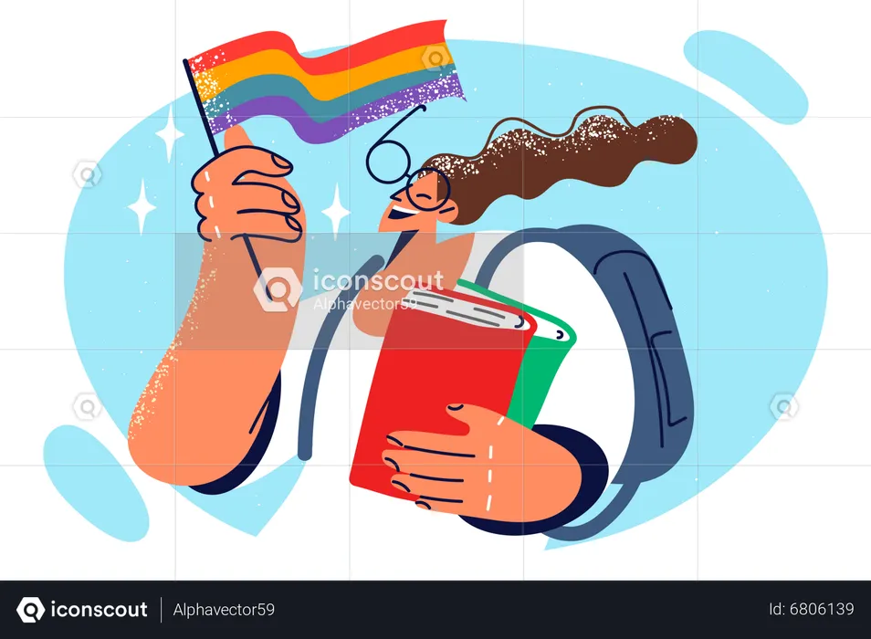 Student hold pride flag  Illustration