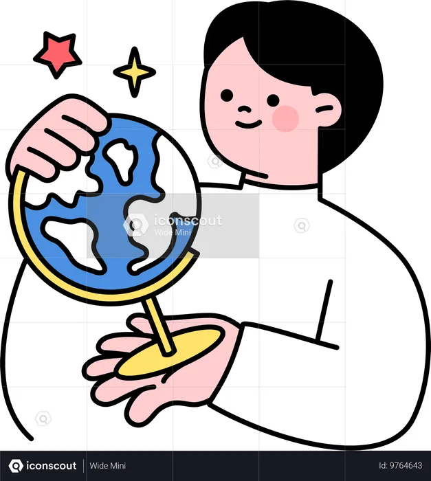 Student holding globe  Illustration