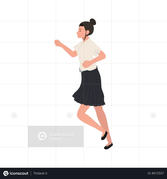 Student in uniform running for Hurrying to Class  Illustration