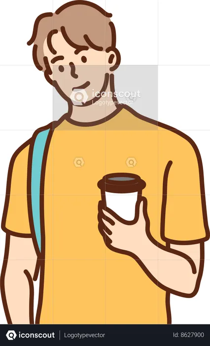 Student is holding coffee cup  Illustration