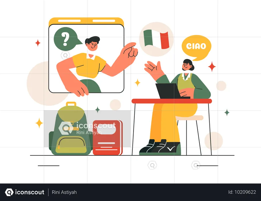 Student Learning French Language Online Illustration Free Download Student Learning French Language Online Illustration Free Download