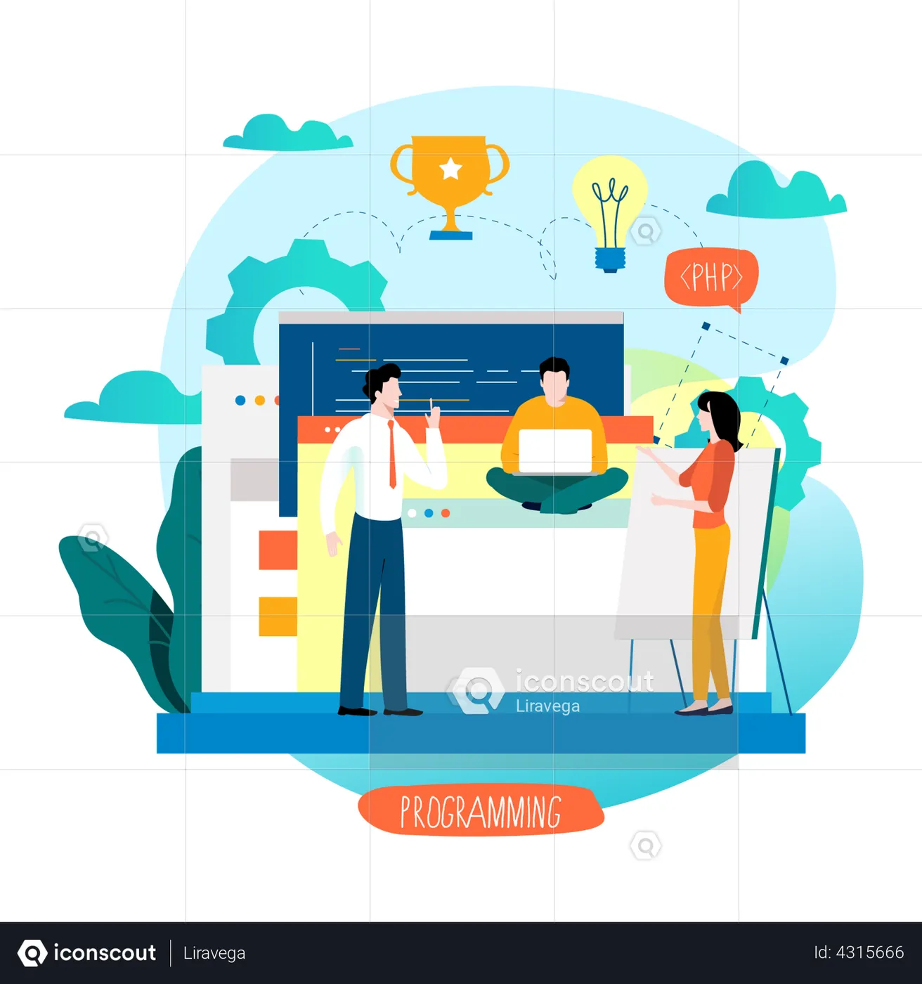 Best Student learning programming Illustration download in PNG & Vector ...