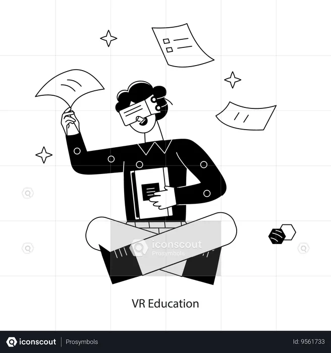 Student Learning Through Vr Education  Illustration
