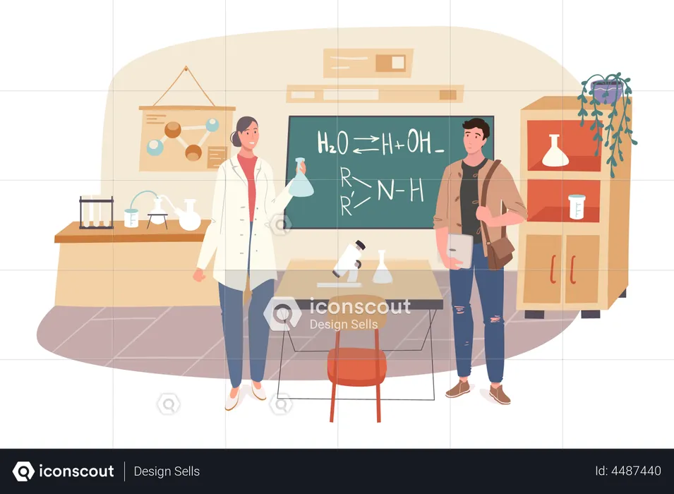 Student learns chemistry at classroom  Illustration