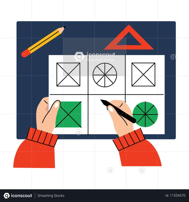 Student making math shapes  Illustration