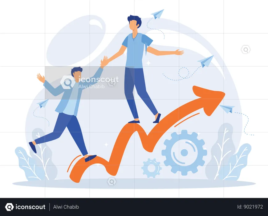Student moving towards growth together  Illustration