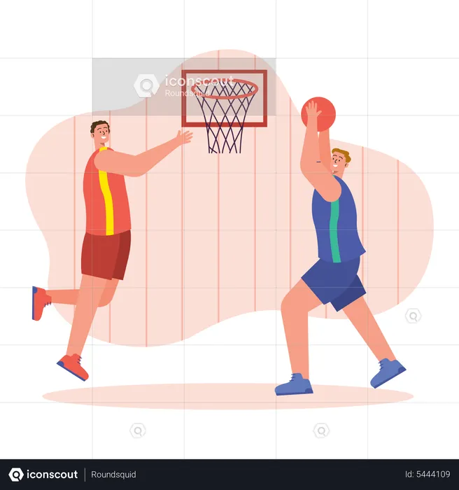 Student playing basketball  Illustration
