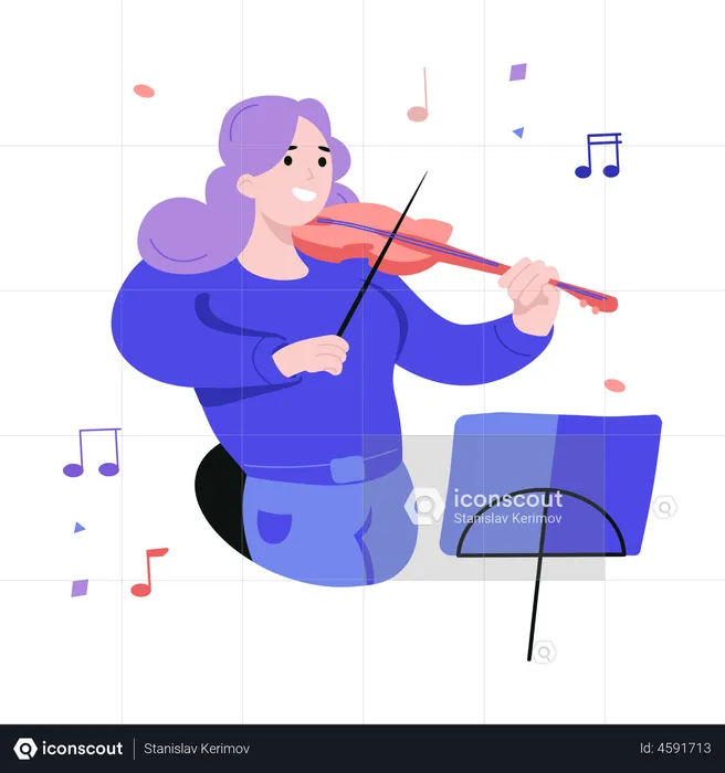 Student playing violin in class  Illustration