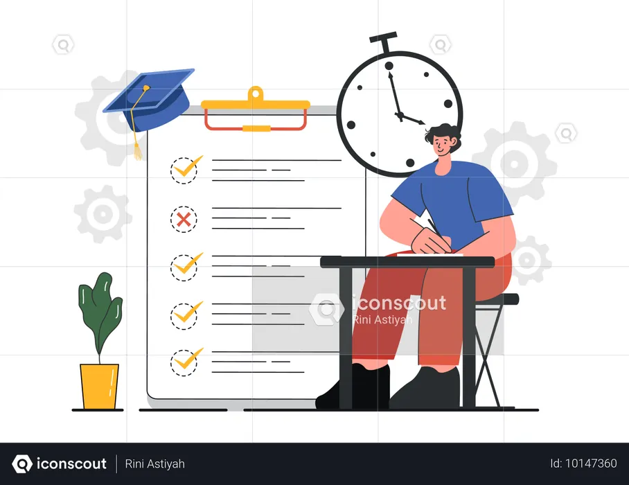 Student prepares exam schedule for completing revisions  Illustration