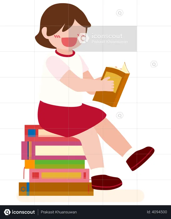 Student Reading Book  Illustration