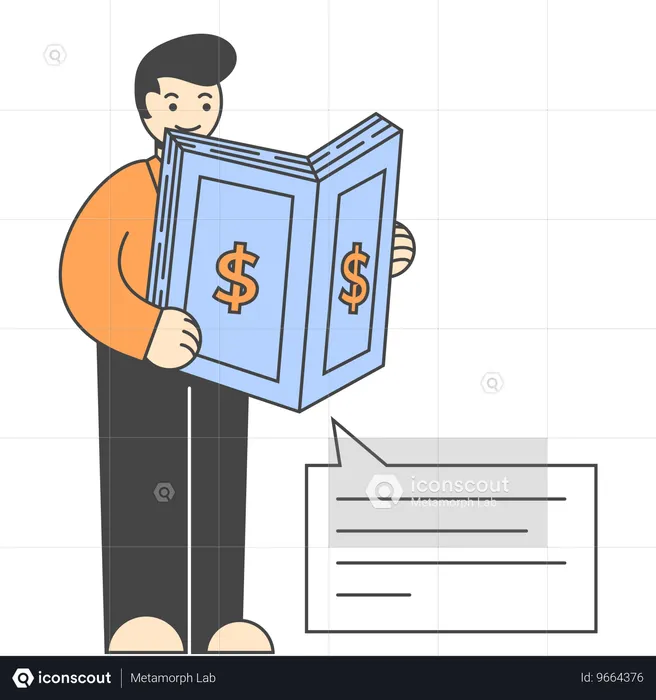 Student reads finance book  Illustration