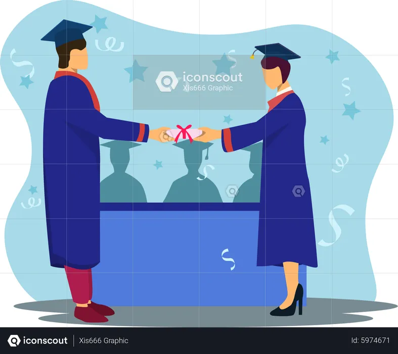Student receiving graduation degree  Illustration