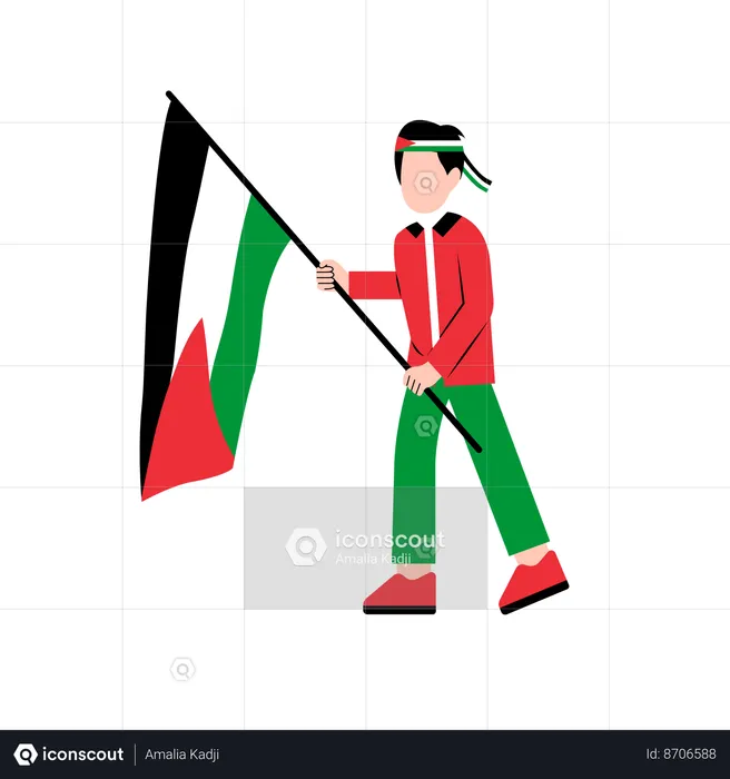 Student saves national flag  Illustration