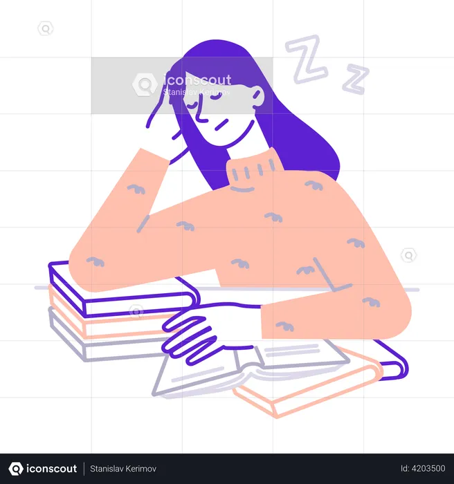 Student sleeps with a book  Illustration