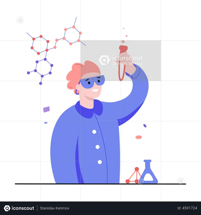Student studying chemistry  Illustration