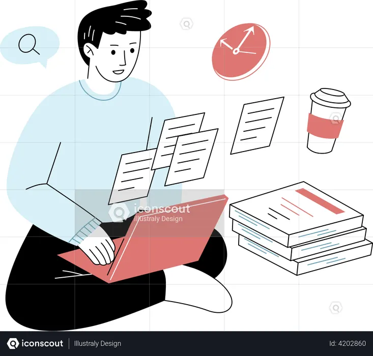 Student submitting assignment on time  Illustration