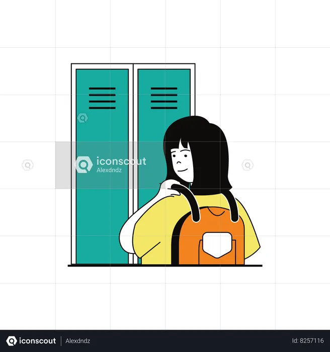 Student using his locker for keeping their valuables  Illustration