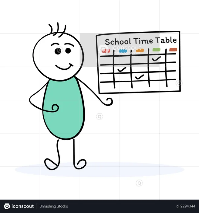 Student watching School Time Table  Illustration