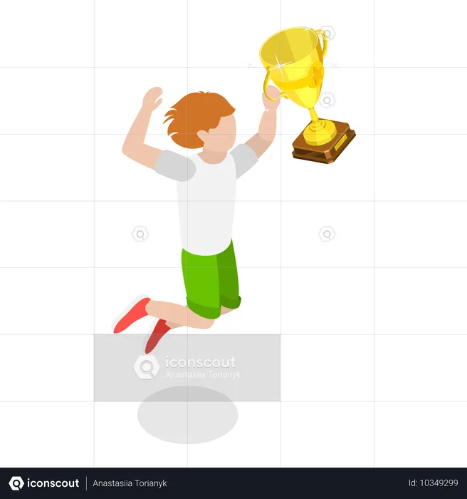 Student winning student trophy  Illustration