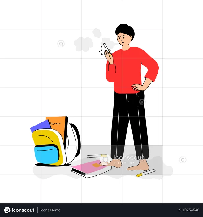 Student with bad habits such as smoking vape  Illustration