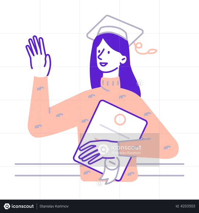 Student with diploma in hand  Illustration