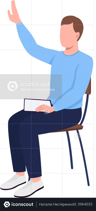 Student with doubt raising hand  Illustration