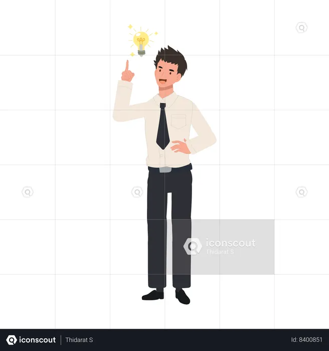 Student with Light Bulb Idea  Illustration