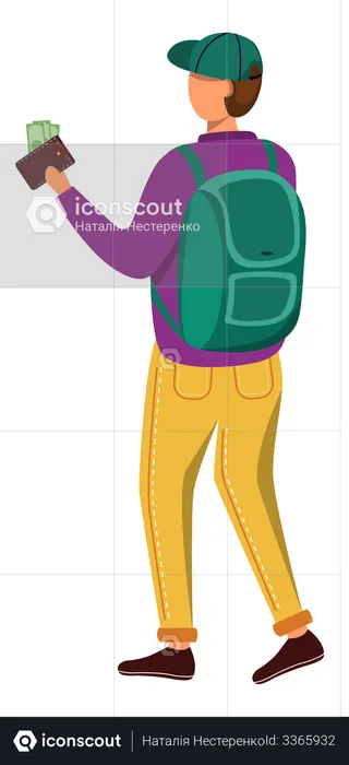 Student with money in wallet  Illustration