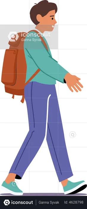 Student with Schoolbag Walk to School  Illustration