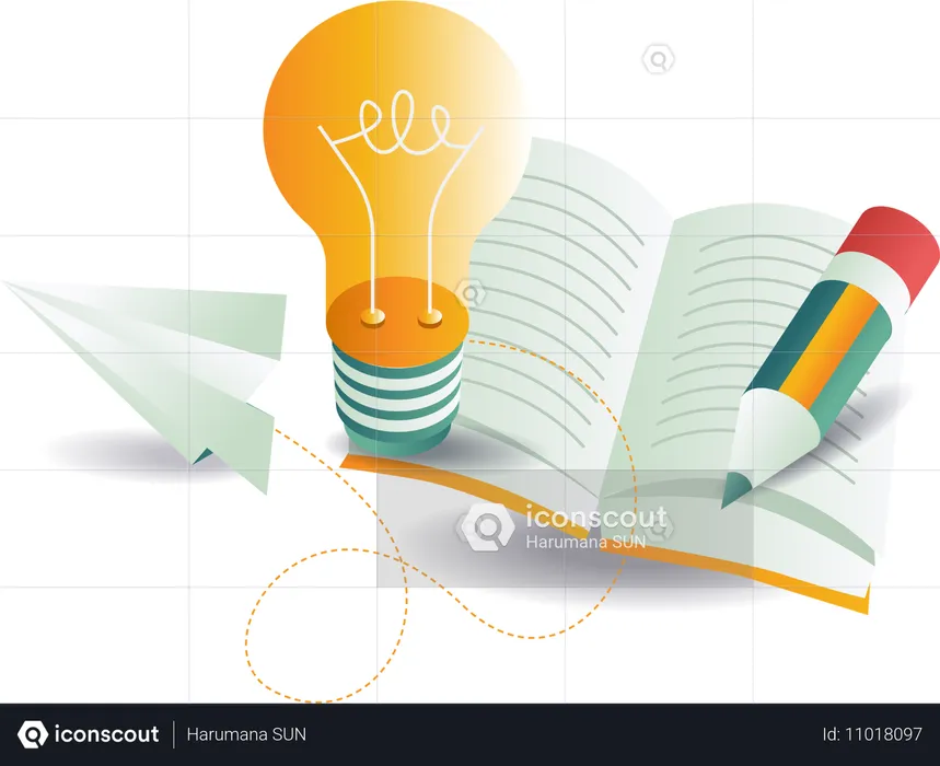 Schüler bringen Ideen in Bücher  Illustration