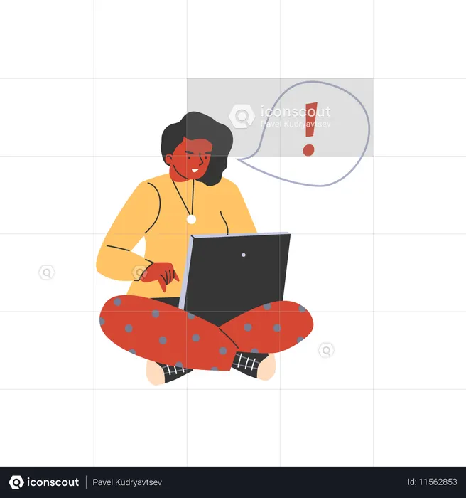 Studentin mit Laptop auf dem Schoß  Illustration